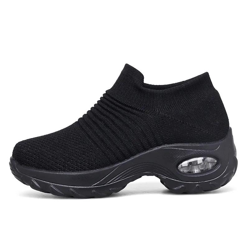 Ladies Sneakers  Casual Shoes Mesh Round Shap Air Cushion Color Matching Breathable Non Slip Women Flat  Large Size 44