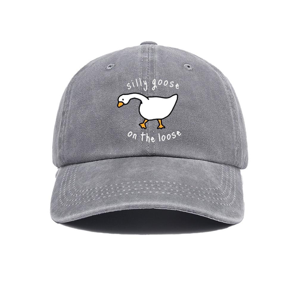 Big Goose Printed Baseball Hat for Men and Women, Small Fresh Soft Top Duck Tongue Hat, Sunshade Hat, Outdoor Sunscreen