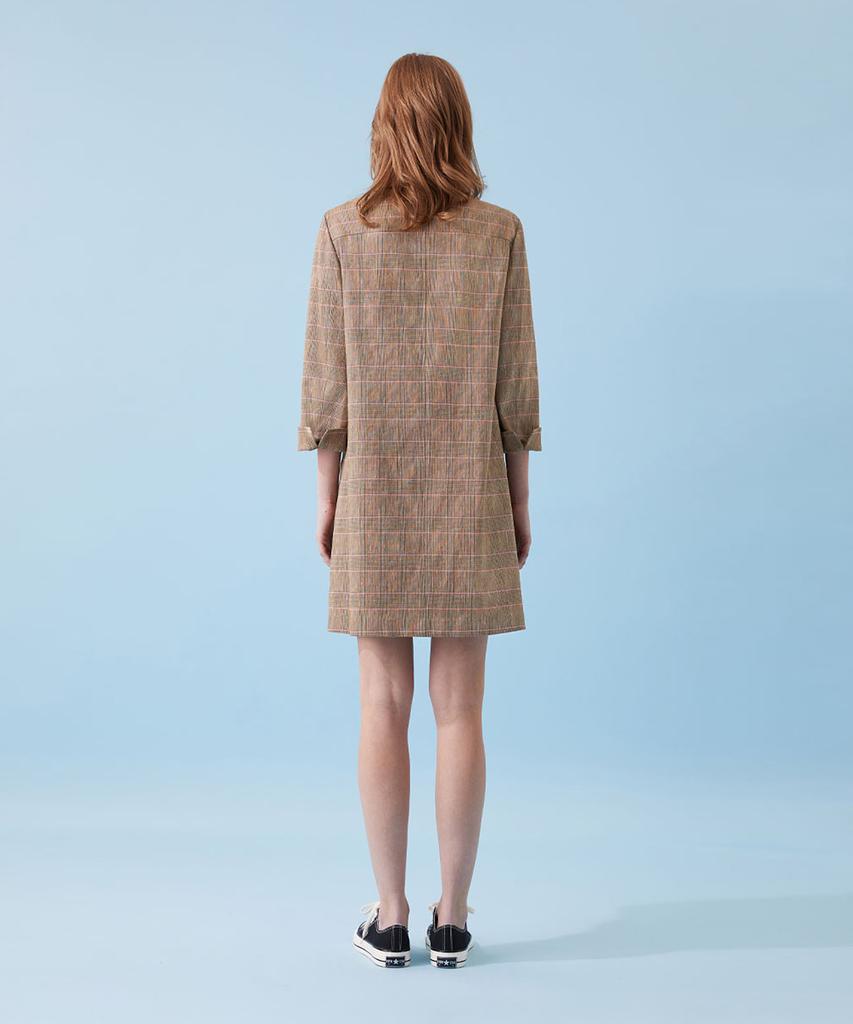 Boyeon Linen Long Jacket Mini Dress Check 021A