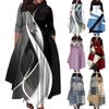 Damen Casual Fashion Große Größe Druck Rundhals Kurzarm Tasche Riemen Swing Kleid