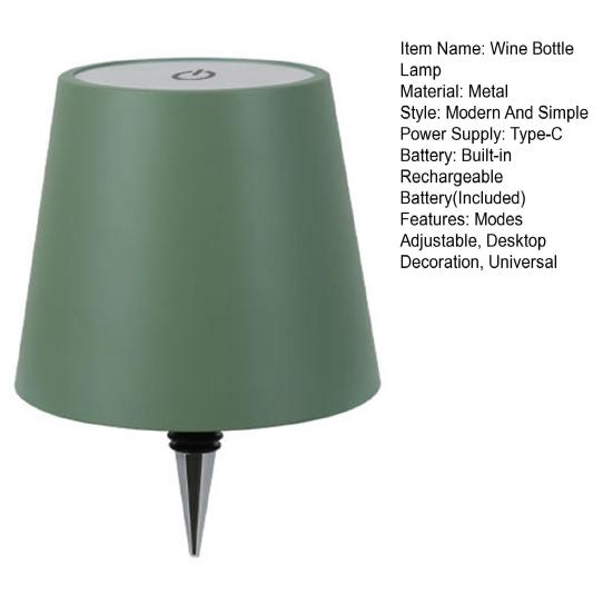 Wireless Wine Bottle Lamp 3 Colors Brightness Adjustable Rechargeable Cordless Touch Control LED Desk Table Lamp Home Office Bar Cafe Decoration