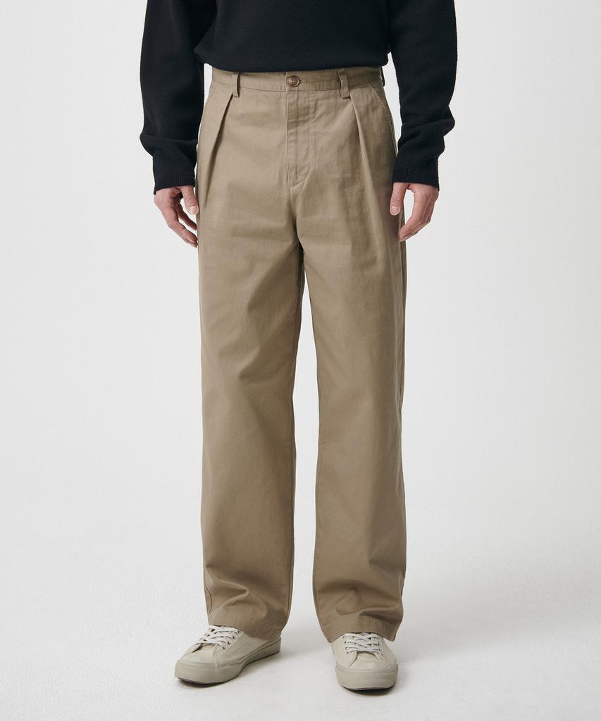 Musinsa Standard Reverse One-Tuck Regular Fit Chino Pants [Beige]