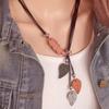 Böhmische ethnische Halskette mit Holzblatt-Anhänger, Vintage, handgefertigt, Retro-Statement-Halskette für Frauen, Alltagsmode, Schmuck