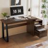 Escritorio moderno de 135 x 54 cm, tablero de MDF con tubo de acero de alta calidad, super resistente, diseño de almacenamiento multifuncional, cajón silencioso, carpeta