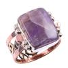 Pietra preziosa naturale Pietra Tiffany Argento Sterling 925 Bicolore Anello Regalo S.7 t3A28