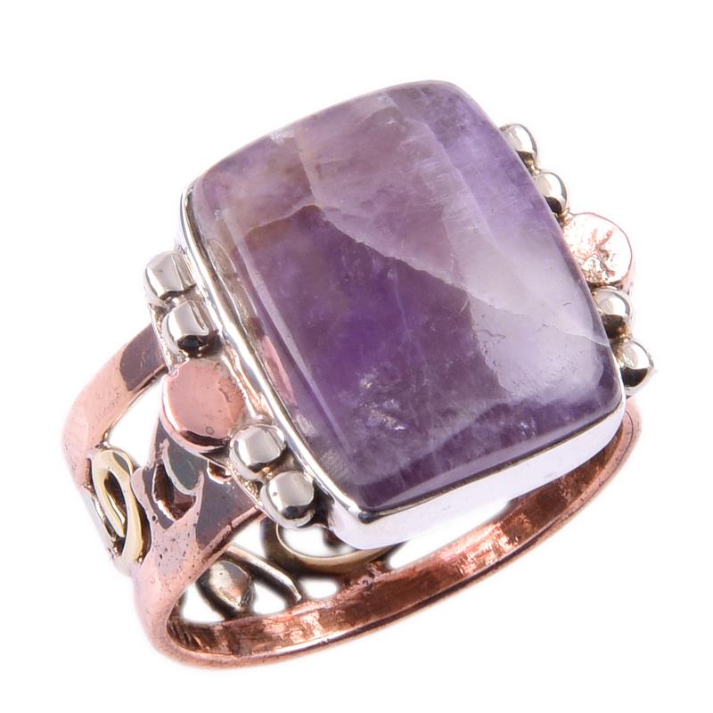 Pietra preziosa naturale Pietra Tiffany Argento Sterling 925 Bicolore Anello Regalo S.7 t3A28