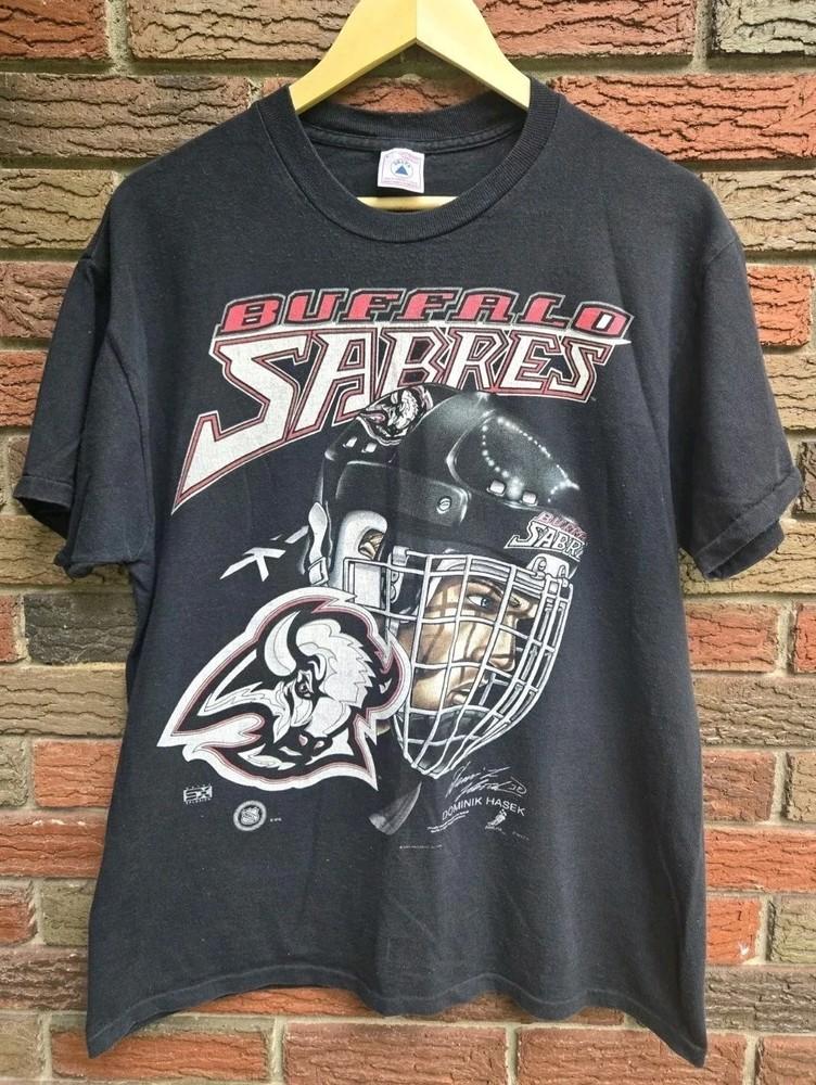 T-shirt Vintage 1996 Buffalo Sabres Dominik Hasek NHL Hommes Femmes S-5XL T-Shirt Unisexe