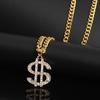 Gold Plated Dollar Sign Pendant Necklace Gangster Pimp Hip Hop Chain