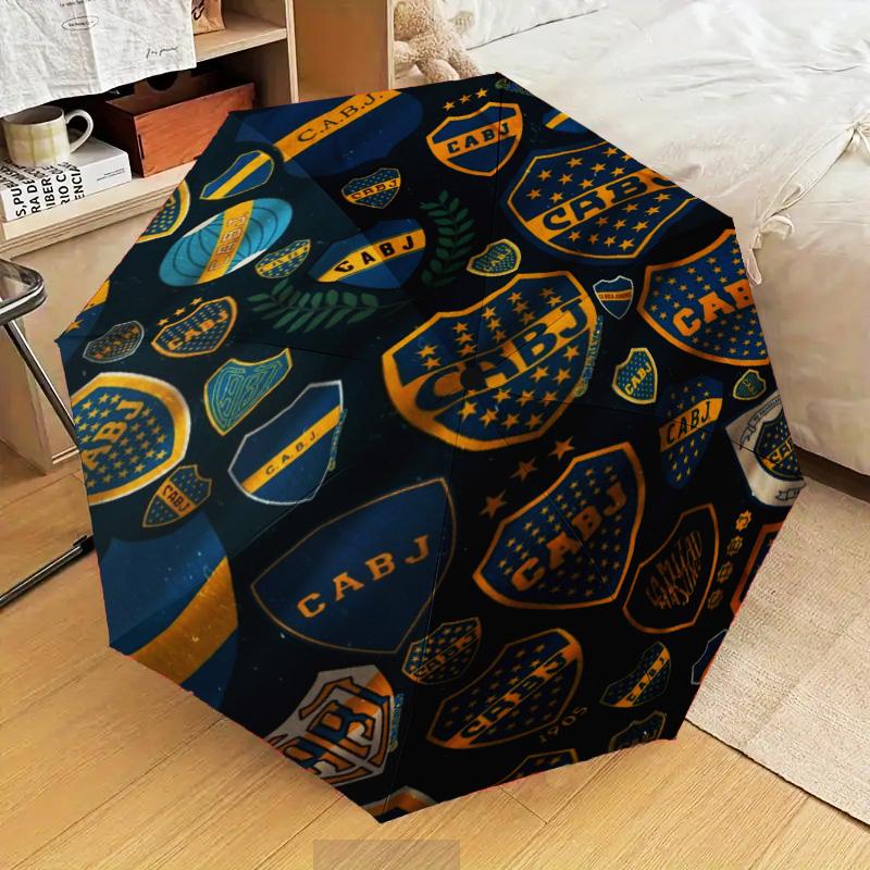 1 Stück Boca Fußballverein Bedruckter Regenschirm Faltregenschirm, Automatischer Regenschirm 8-Rippen für Reisen, Camping Fan Geschenke Weihnachtsgeschenke