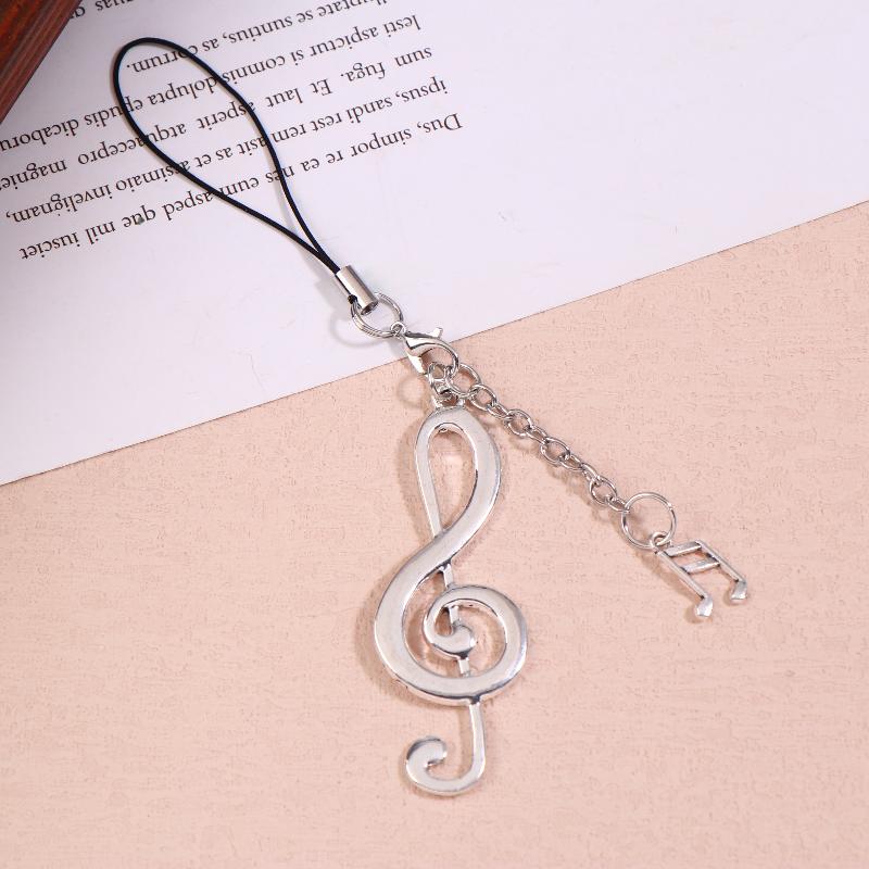 1/2Pcs Y2K Vintage Musical Note Mobile Phone Lanyard Trendy Metal Musical Note Phone Chain Keyring Charm Pendant Gifts