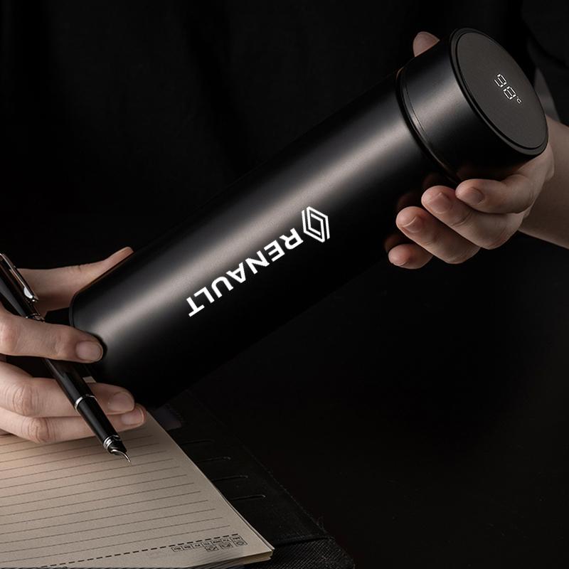 2026 Hot For Renault Hub Caps 500ml Stainless Steel Smart Thermos Mug Insulated Water Bottle For Renault Clio QM6 Kadjar Scenic