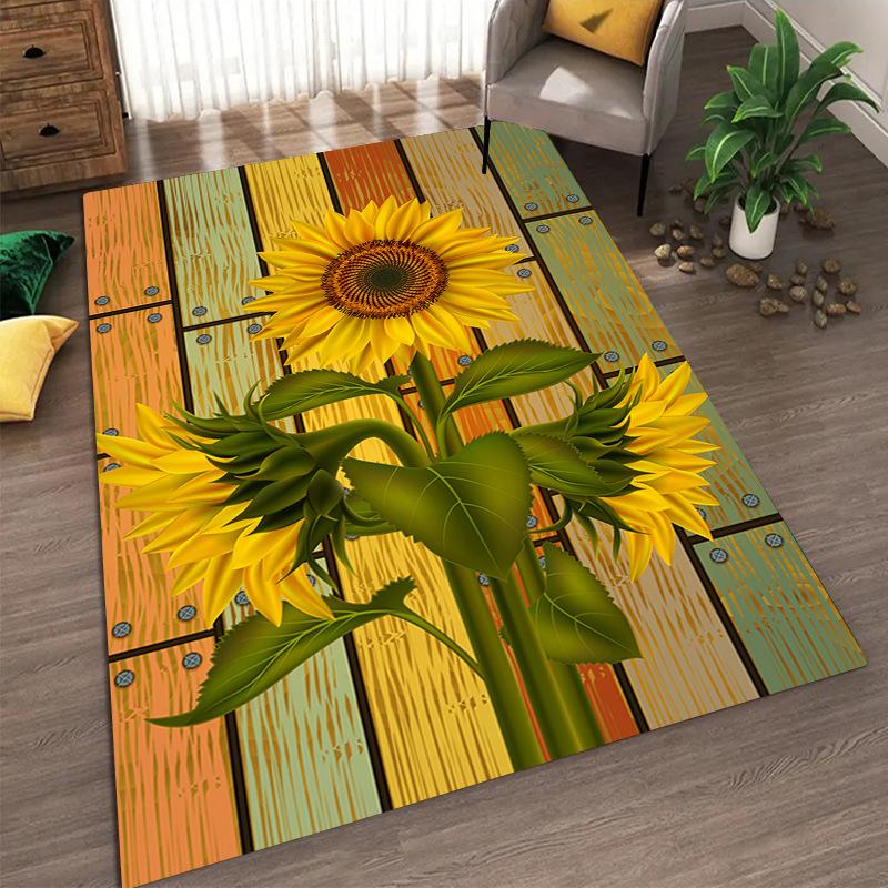 Tapis de Salon Motif Tournesol Résistant à la Saleté et Facile à Entretenir Tapis de Pied Chambre Tapis de Sol Grande Taille