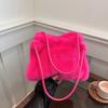 Female Autumn Winter Plush Handbag Versatile Solid Color Chain Crossbody Shopping Bag Women  Design Chain Messenger Bags