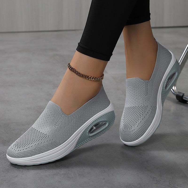 Summer Shoes Women's Platform Rocking Shoes Large Size Fly-woven Casual Shoes Lazy Women's Shoes