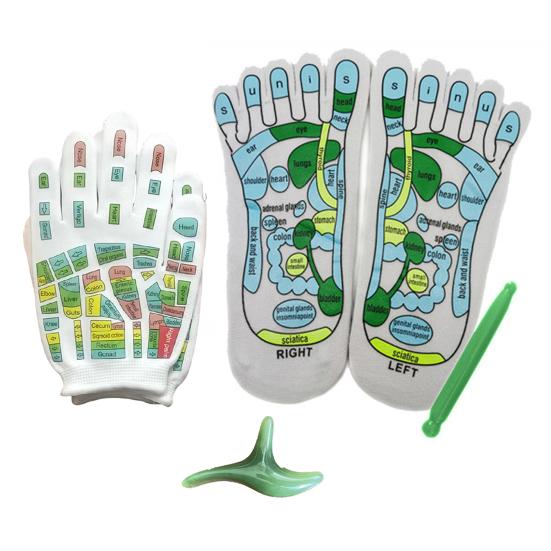 Acupressure Socks And Gloves Tool Set Foot Massage Socks for Foot Pain Relief Comfortable Design Relieve Fatigue with Printed Pressure Points