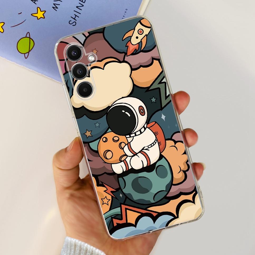 Case For Samsung Galaxy A34 5G 6.6"Cute Cat Astronaut Soft Silicone TPU Cover For Samsung A34 A34 5G Shockproof Phone Case Funda
