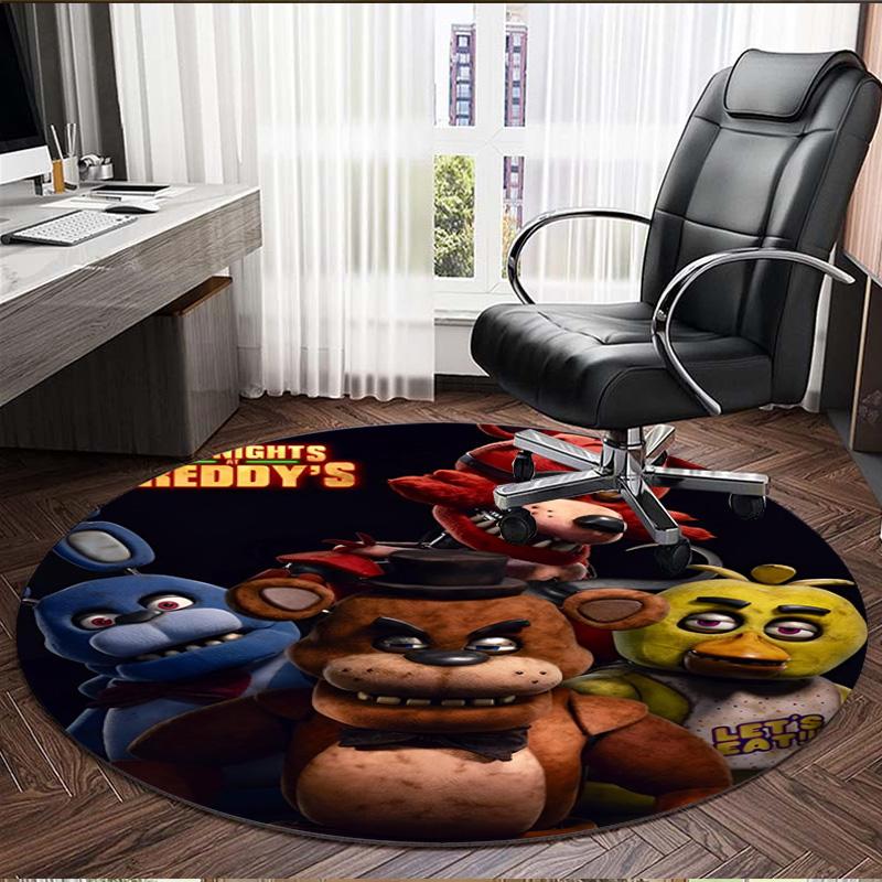 Five Nights at Freddy's Druck Runder Teppich, Waschbarer Bodenläufer, Für Eingangsbereich Wohnheim Waschküche Büro Arbeitszimmer, Heimdekoration Geburtstag Weihnachtsgeschenk