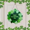 St Patrick's Day Wreath Door Sign Wooden Wreath Shamrocks Ornament Door Welcome Decor Hanging Wood Green Lucky Decoration