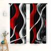 2 Pieces Of Red, Grey And Black Geometric Spiral Pattern Printed Curtains,30*65 Inches, Home Decoration, Room Decoration