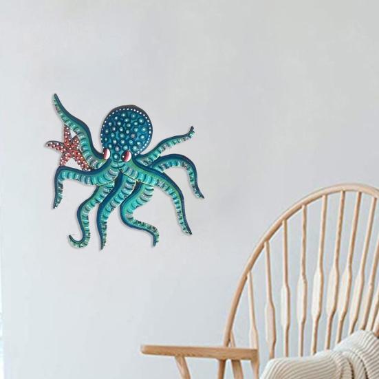 Wooden Octopus Wall Decoration Lake Beach House Bathroom Ocean Wall Art Coastal Nautical Sea Animal Hanging Ornament
