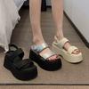 Muffin Thick-soled Small Sandals Women's Summer 2025 Korean Version of the Internet Celebrity Trend Casual Wear One-word Slippers