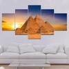 5 Panels Oasis In Sandy Egyptian Desert Pyramid Canvas Painting Landscape Posters and Prints Wall Art Home Decor No Frame