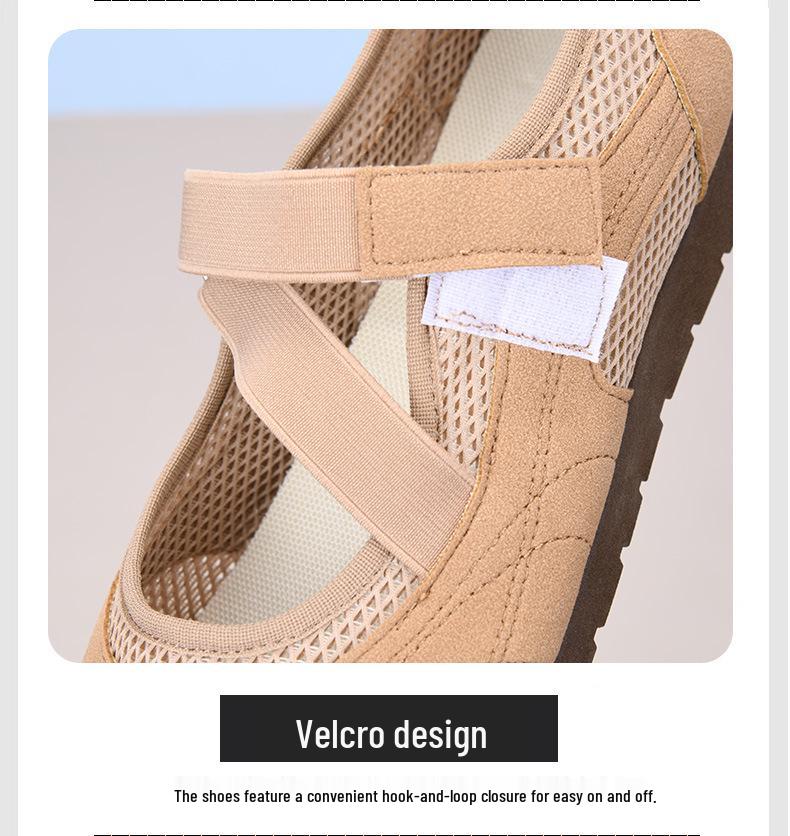 Mary Jane Women's 2025 Summer Mesh Velcro Flats - Versatile Casual Shoes for Moms