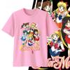 Anime Sailor Moon Printed Cotton Tshirt 2026 Summer New Unisexs and Womens Harajuku Clothing Fashion Casual Street Tshirt