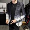 Men Suit Jackets Spring Autumn Plaid Slim Business Formal Casual Check Blazers Office Work Party Prom Wedding Groom Coat
