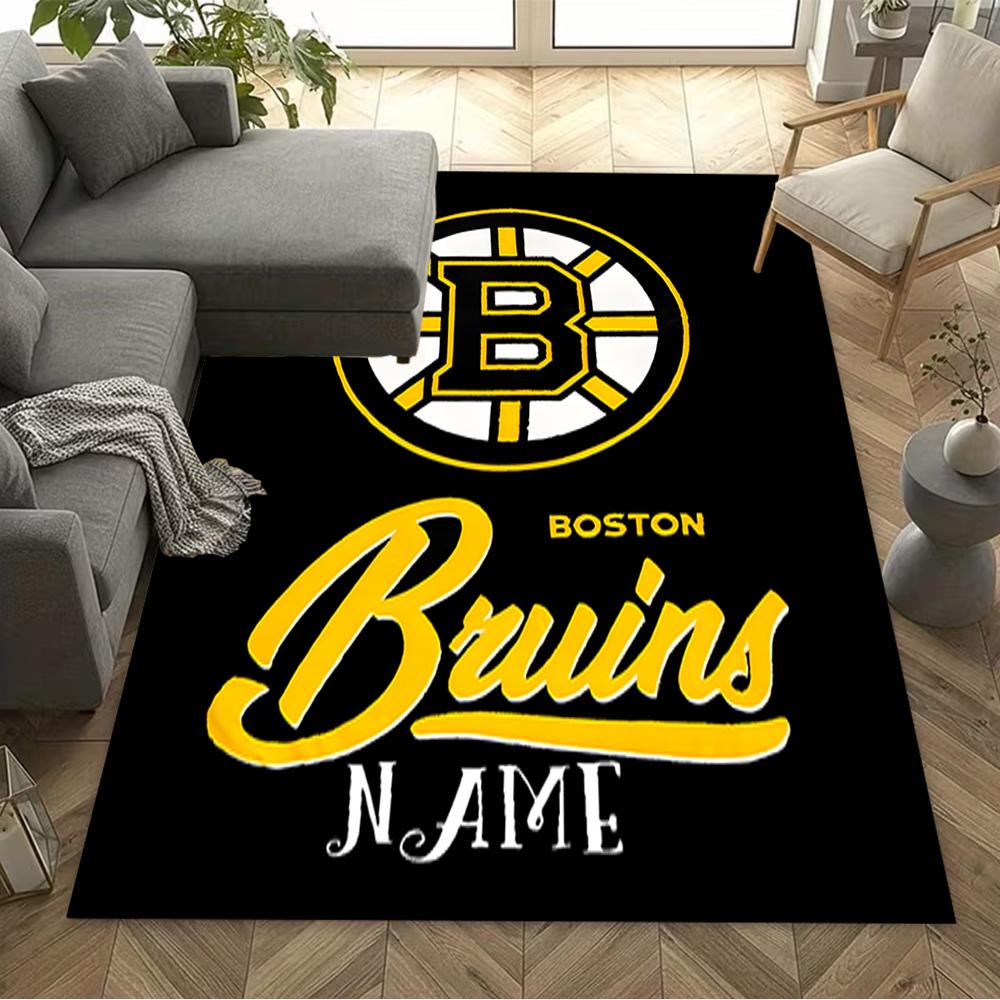 Tapis de sol Boston Bruins Personnalisable Parfait pour Balcon Décorer pièce Salles de jeux Salons Tapis Antidérapant Anime Décor de Bureau
