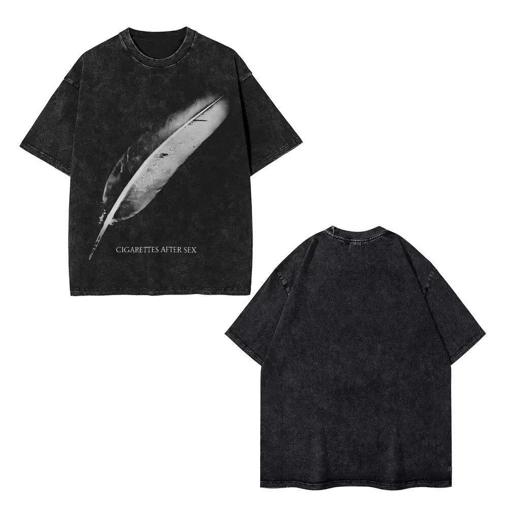 Πλυμένα T-Shirts Cigarettes After Sexx Παγκόσμια Περιοδεία T-Shirt Pop Μπάντα Μουσική Φανς Streetwear 100% Βαμβακερά Μπλουζάκια με Εκτύπωση