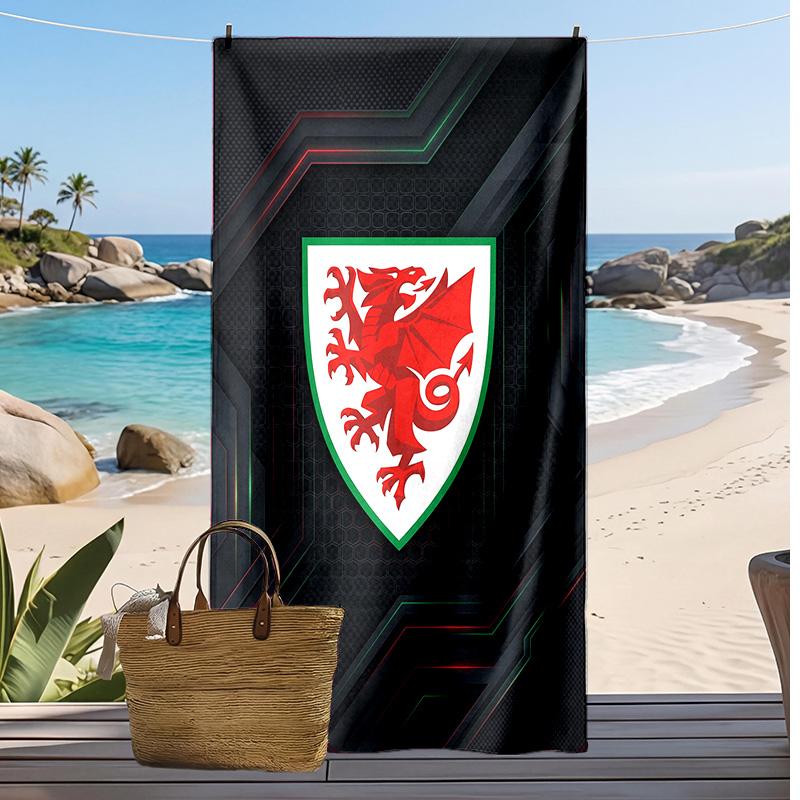 Toalla de Playa Impresa de Rugby de Gales Suave Portátil Rápida?Toalla Seca Para Piscina Vacaciones de Verano Deporte al Aire Libre