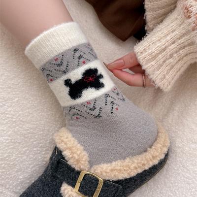 Lock Warm Retro Puppy Australian Velvet Socks Thickened Warm Medium Tube Socks Cute Cartoon Stacking Socks