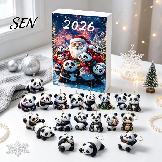 Cute Animal Hanging Ornaments Panda Advent Calendars 2026, 2D Acrylic for Creative Christmas Gifts Children Xmas Tree, 24 Days Countdown Calendar,