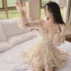 Autumn Sweet Pure Floral Dress with Chest Pad and Lining