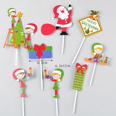 Décorations de Gâteau en Papier Créatives Flocon de Neige Père Noël Joyeux Noël Toppers pour Cupcakes Nouvel An Anniversaire