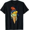 Humorous Tree Climbing Frogs Enjoying Ice Cream Waffle T-Shirt