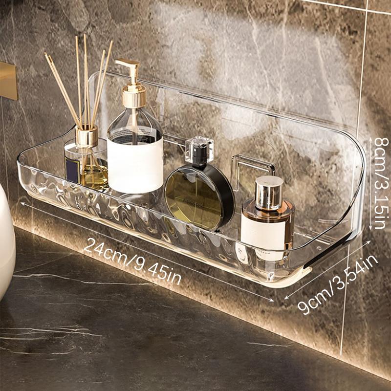 Transparentes Acryl-Aufbewahrungsregal für das Badezimmer, an der Wand montiert, stanzfreies Kosmetik-Aufbewahrungstablett, Make-up-Organizer, Badezimmer-/Küchenregal