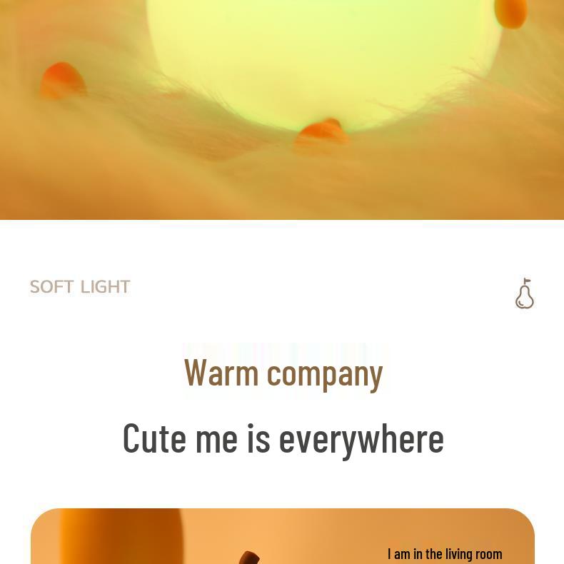 Silicone Pear Night Light: Cute Bedside Lamp for Girls' Birthday Gift