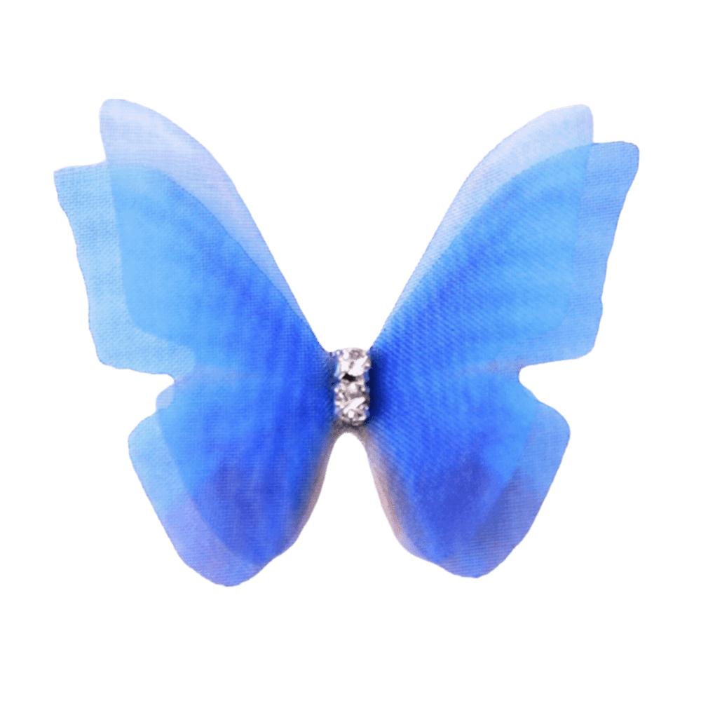 50Pcs 3D Organza Fabric Butterfly Appliques Colorful Rhinestone Simulation Mesh Butterfly Patch Double-layer Translucent