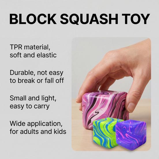 Flow Texture Stress Cube Anxiety Relief Cube Squeeze Sensory Toy Slow Rebound Decompression Stress Ball Home Office Relaxation Tool