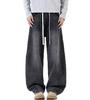 Denim Loose Streetwear Baggy Pants with Adjustable Plus Size [LZYYHHR] Men's Wide-Leg Pants, Fit, Drawstring, Trendy, (L, Gray)