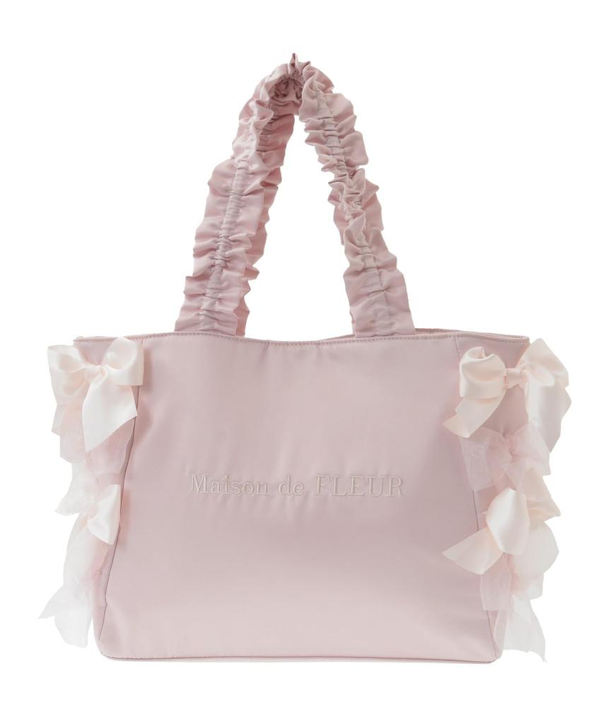 Maison De FLEUR Ribbon Gathered Handle Tote Bag, Pink, Size F, 08000622400