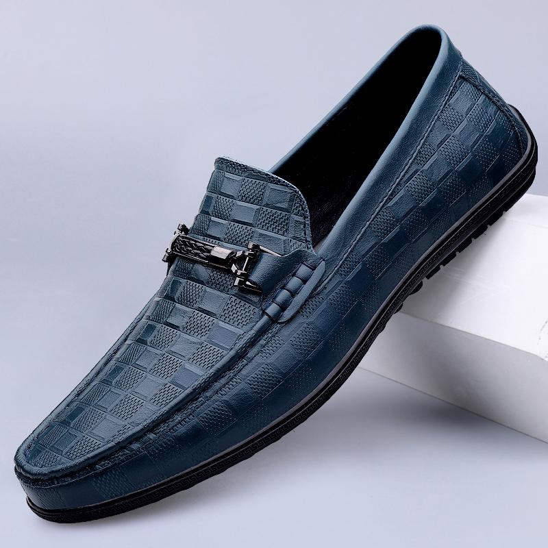 Fashion 2025 High Quality Men's Comfortable Top Layer Cowhide Soft Soled Bean Shoes, Fashionable Outdoor Men's Spring New Casual Loafers