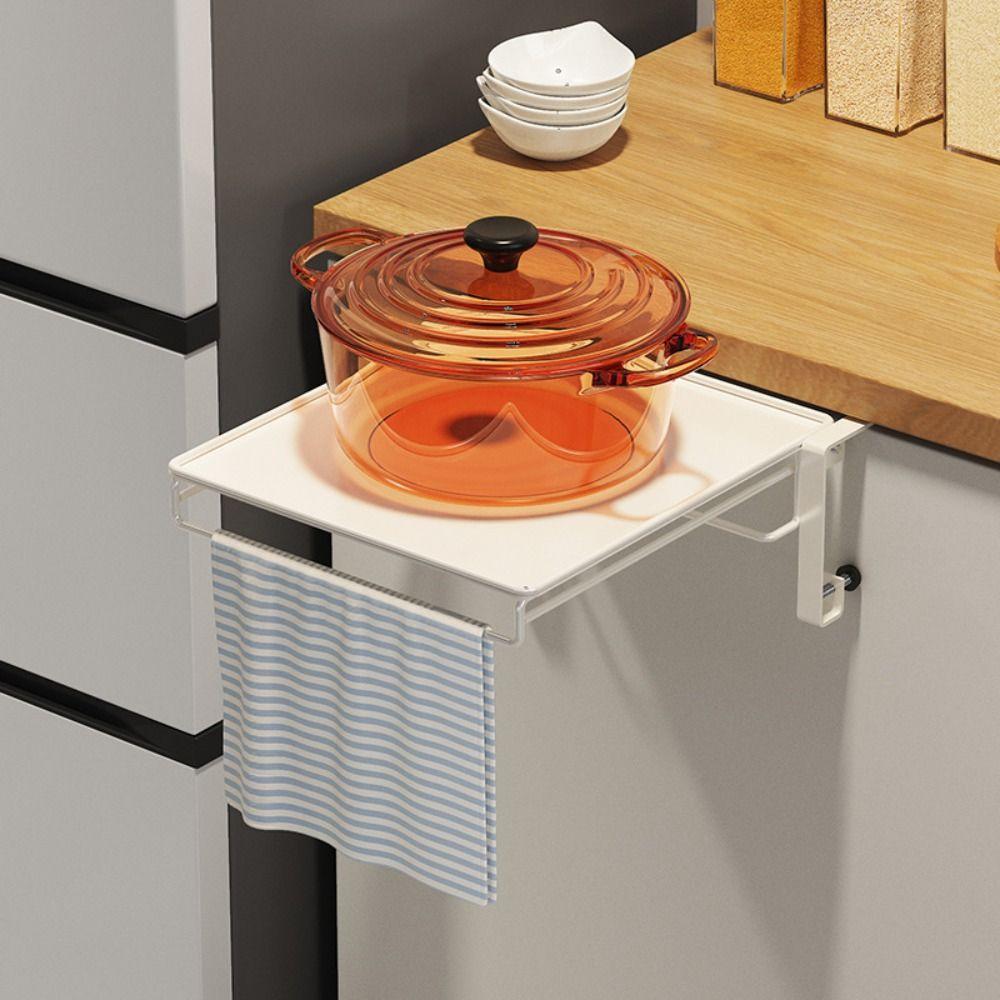 Foldable Design Cabinet Door Storage Rack With Towel Rack Door Mounted Countertop Storage Rack Countertop Cabinet