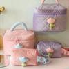 Cosmetic Jumbo Size Travel Pouch Cosmetic Cute Pretty Colour Pouch Make Up Cosmetic Handbag Flower Corduroy Storage Bag