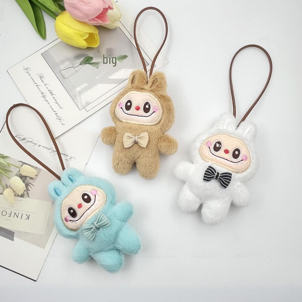 Labrador Plush Keychain in Rabbit Costume - Cute Brooch and Bag Ornament