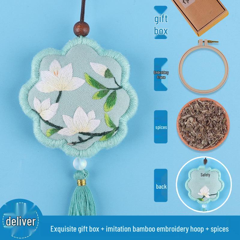 Peace Amulet Embroidery Kit: Beginner's DIY Cross Stitch Sachet Pouch