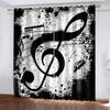 Schwarz Weiß Klassisch Abstrakt Note Kunst Musik 3D Dünn 2 Stück Lichtfilternde Vorhänge für Wohnzimmer Schlafzimmer Fensterdrapierung Dekor