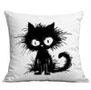 New Cartoon Lines Black Cat Simple Printed Pillowcase Home Sofa Cushion Pillowcase